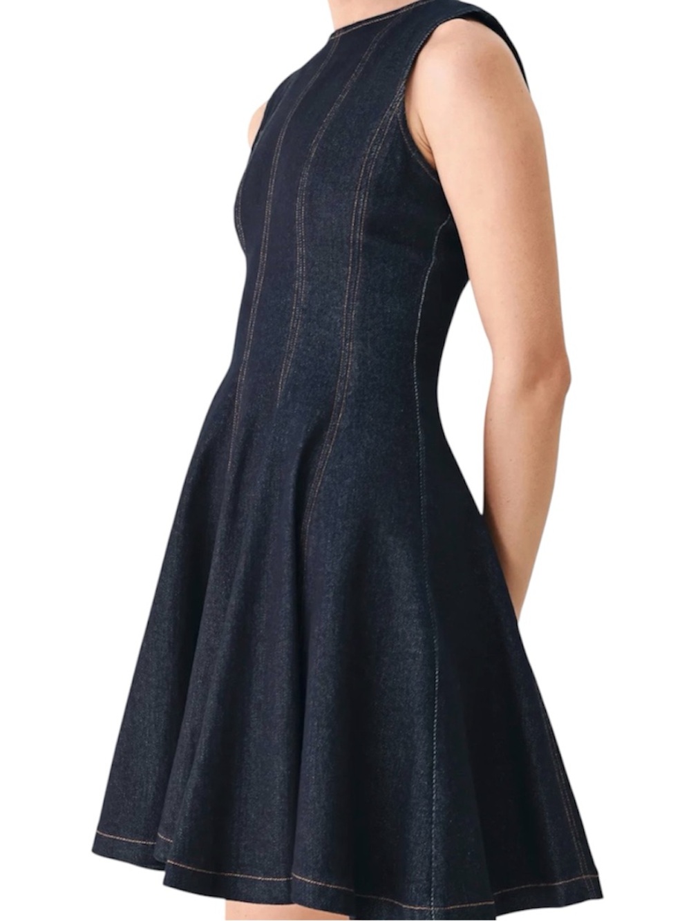 Freemarket Sleeveless Dark Indigo Fit-and-Flare Dress NWT Medium